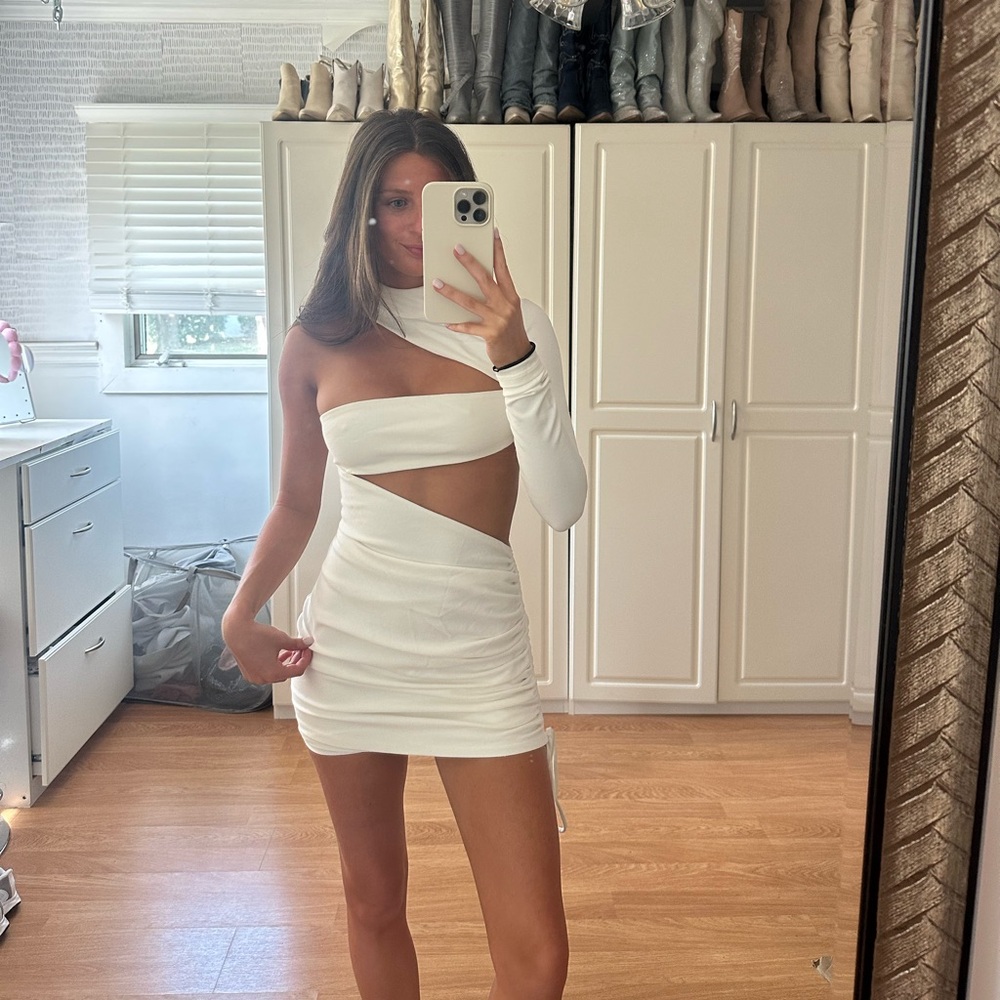 white mini dress
